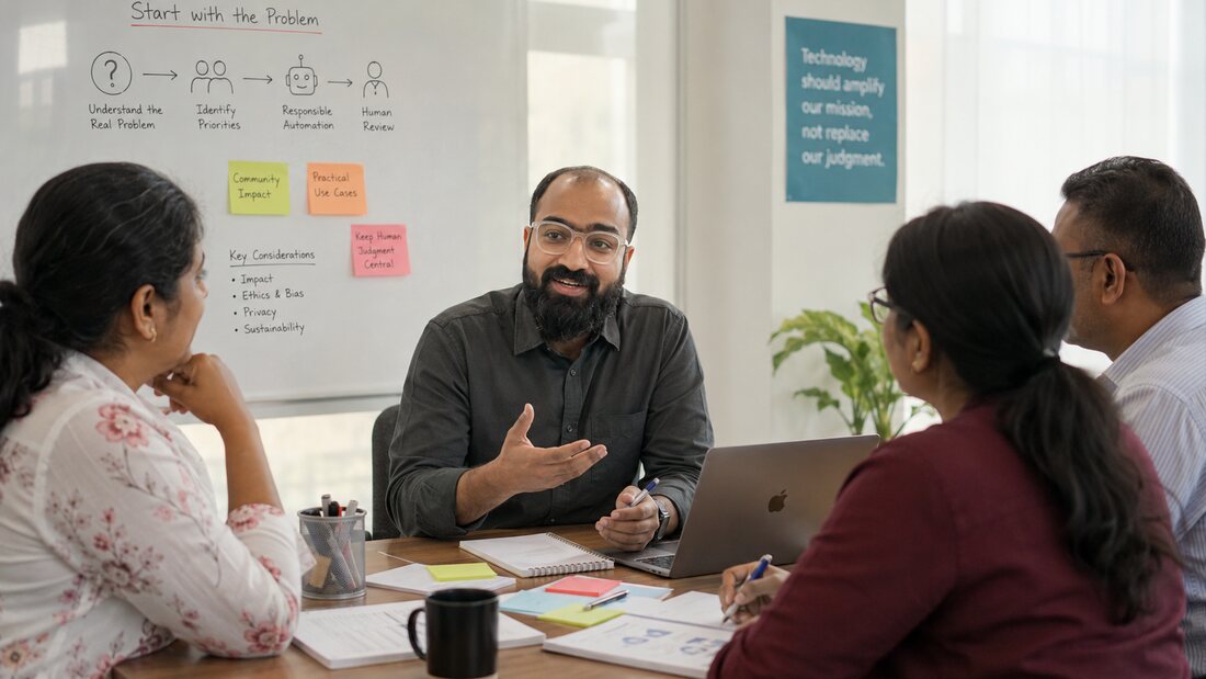 Akshay in a leadership conversation with nonprofit leaders